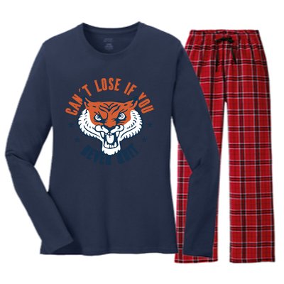 Can't Lose If You Never Quit Tiger Hustle Motivation Women's Long Sleeve Flannel Pajama Set 