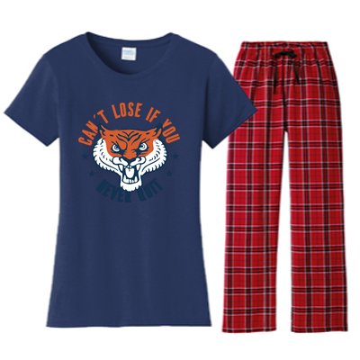 Can't Lose If You Never Quit Tiger Hustle Motivation Women's Flannel Pajama Set