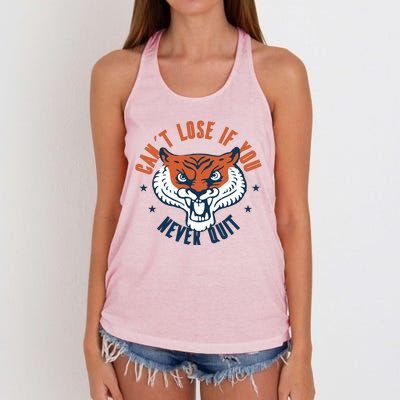 Can't Lose If You Never Quit Tiger Hustle Motivation Women's Knotted Racerback Tank