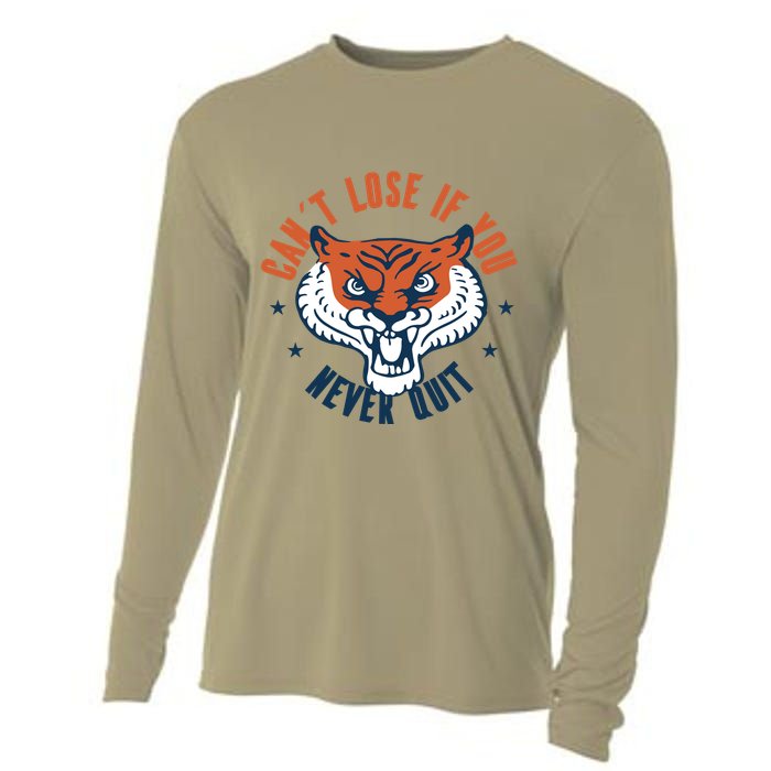Can't Lose If You Never Quit Tiger Hustle Motivation Cooling Performance Long Sleeve Crew
