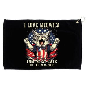 Cat Lover I Love Meowica Patriotic Funny Happy Cat Grommeted Golf Towel