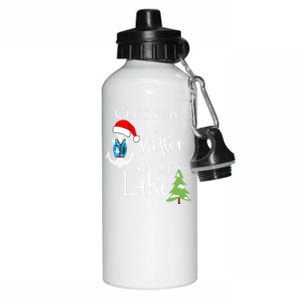 Christmas Life Is Better At The Lake House Home Lodge Tops Aluminum Water Bottle