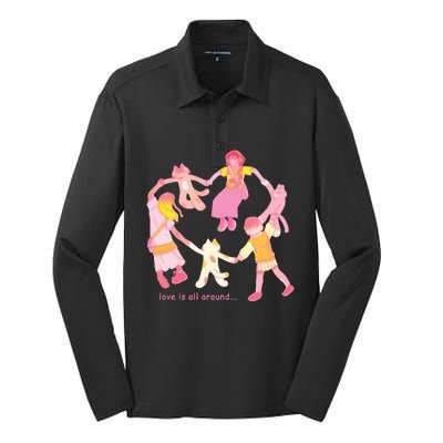 Cozybao Love Is All Around Silk Touch Performance Long Sleeve Polo