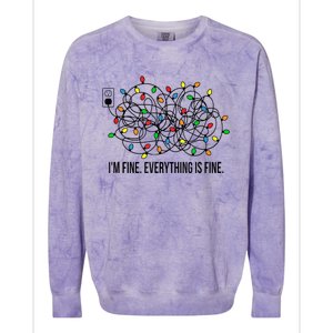 Christmas Lights IM Fine Everything Is Fine Ugly Christmas Cute Gift Colorblast Crewneck Sweatshirt