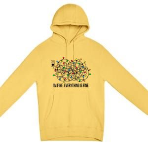 Christmas Lights IM Fine Everything Is Fine Ugly Christmas Cute Gift Premium Pullover Hoodie