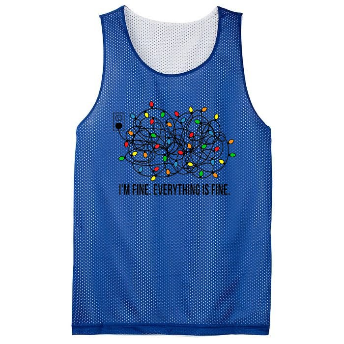 Christmas Lights IM Fine Everything Is Fine Ugly Christmas Cute Gift Mesh Reversible Basketball Jersey Tank