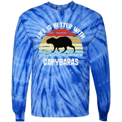 Capybara Life Is Better With Capybaras Tie-Dye Long Sleeve Shirt