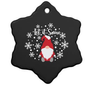 Christmas Let It Snow Gnome Cute Funny Gnome Xmas Pajama Gift Ceramic Star Ornament