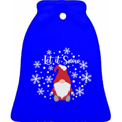 Christmas Let It Snow Gnome Cute Funny Gnome Xmas Pajama Gift Ceramic Bell Ornament