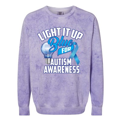 Cute Light It Up Blue For Autism Awareness Gift Colorblast Crewneck Sweatshirt