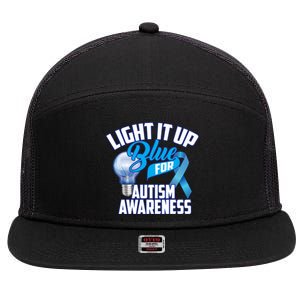 Cute Light It Up Blue For Autism Awareness Gift 7 Panel Mesh Trucker Snapback Hat