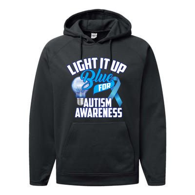 Cute Light It Up Blue For Autism Awareness Gift Performance Fleece Hoodie