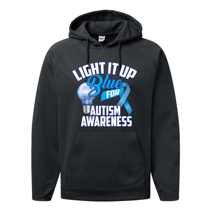 Cute Light It Up Blue For Autism Awareness Gift Performance Fleece Hoodie