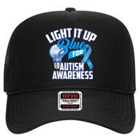 Cute Light It Up Blue For Autism Awareness Gift High Crown Mesh Back Trucker Hat