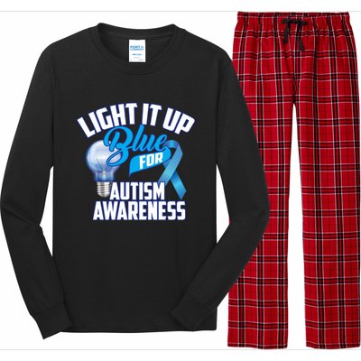 Cute Light It Up Blue For Autism Awareness Gift Long Sleeve Pajama Set