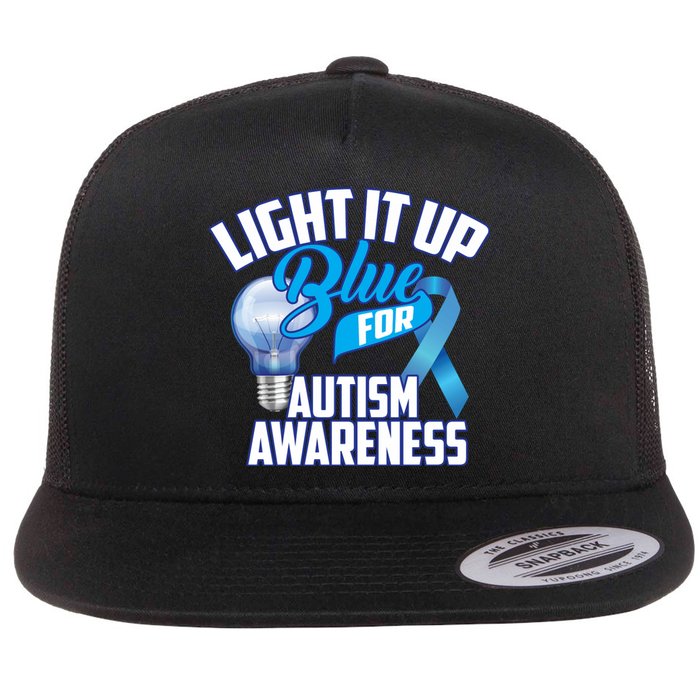 Cute Light It Up Blue For Autism Awareness Gift Flat Bill Trucker Hat