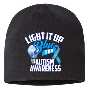 Cute Light It Up Blue For Autism Awareness Gift Sustainable Beanie