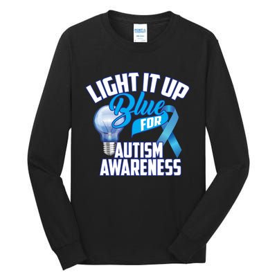 Cute Light It Up Blue For Autism Awareness Gift Tall Long Sleeve T-Shirt