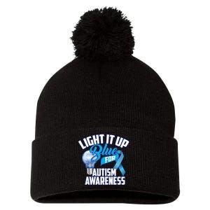 Cute Light It Up Blue For Autism Awareness Gift Pom Pom 12in Knit Beanie