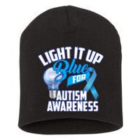 Cute Light It Up Blue For Autism Awareness Gift Short Acrylic Beanie