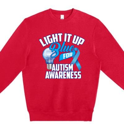 Cute Light It Up Blue For Autism Awareness Gift Premium Crewneck Sweatshirt