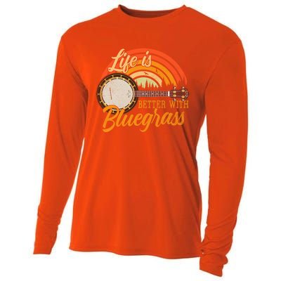 Cute Life Is Better With Bluegrass Cool Gift Funny Music Lover Gift Cooling Performance Long Sleeve Crew