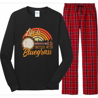 Cute Life Is Better With Bluegrass Cool Gift Funny Music Lover Gift Long Sleeve Pajama Set