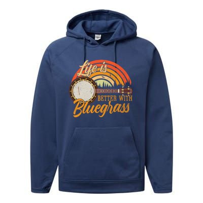 Cute Life Is Better With Bluegrass Cool Gift Funny Music Lover Gift Performance Fleece Hoodie