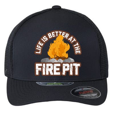 Campfire Life Is Better At The Firepit Camping Campsite Fire Flexfit Unipanel Trucker Cap