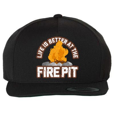 Campfire Life Is Better At The Firepit Camping Campsite Fire Wool Snapback Cap