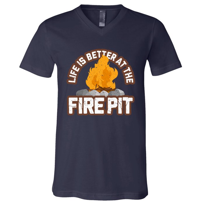 Campfire Life Is Better At The Firepit Camping Campsite Fire V-Neck T-Shirt