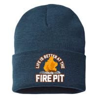 Campfire Life Is Better At The Firepit Camping Campsite Fire Sustainable Knit Beanie