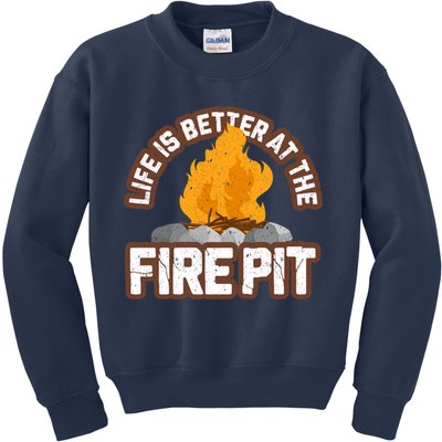 Campfire Life Is Better At The Firepit Camping Campsite Fire Kids Sweatshirt
