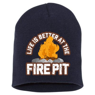 Campfire Life Is Better At The Firepit Camping Campsite Fire Short Acrylic Beanie