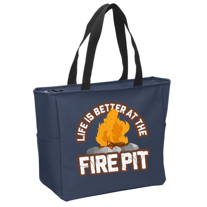Campfire Life Is Better At The Firepit Camping Campsite Fire Zip Tote Bag