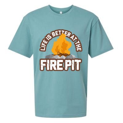 Campfire Life Is Better At The Firepit Camping Campsite Fire Sueded Cloud Jersey T-Shirt