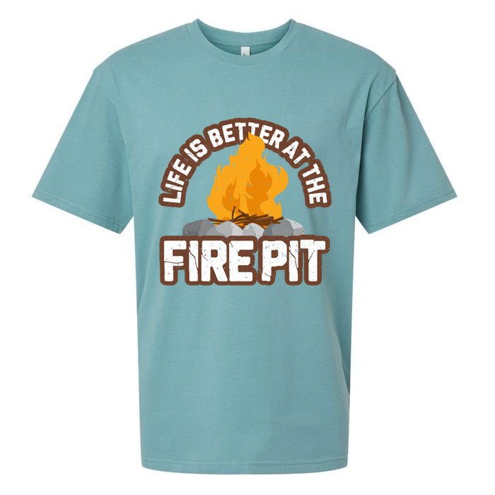 Campfire Life Is Better At The Firepit Camping Campsite Fire Sueded Cloud Jersey T-Shirt