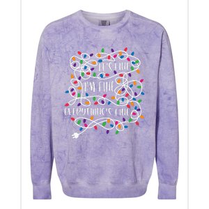 Christmas Lights IM Fine Everything Is Fine Ugly Christmas Colorblast Crewneck Sweatshirt