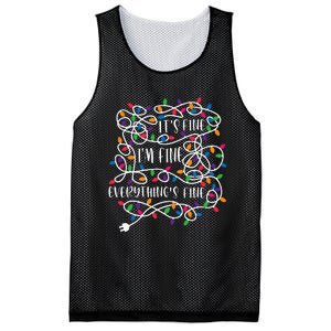 Christmas Lights IM Fine Everything Is Fine Ugly Christmas Mesh Reversible Basketball Jersey Tank