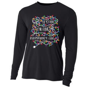 Christmas Lights IM Fine Everything Is Fine Ugly Christmas Cooling Performance Long Sleeve Crew