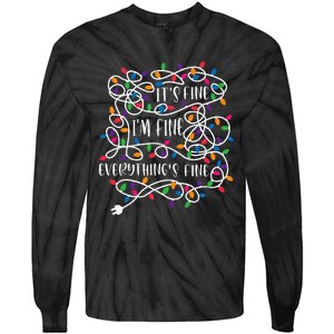 Christmas Lights IM Fine Everything Is Fine Ugly Christmas Tie-Dye Long Sleeve Shirt