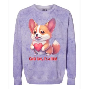 Corgi Love It's A Thing Red Love Heart Dog Valentines Day Gift Colorblast Crewneck Sweatshirt