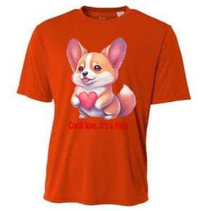 Corgi Love It's A Thing Red Love Heart Dog Valentines Day Gift Cooling Performance Crew T-Shirt