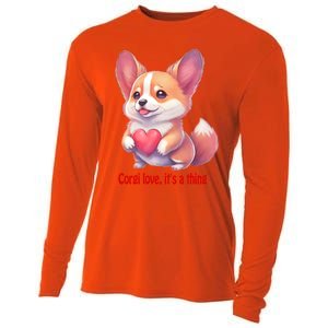 Corgi Love It's A Thing Red Love Heart Dog Valentines Day Gift Cooling Performance Long Sleeve Crew