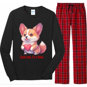 Corgi Love It's A Thing Red Love Heart Dog Valentines Day Gift Long Sleeve Pajama Set