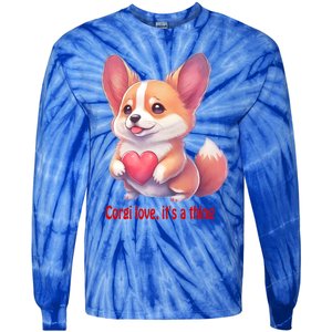 Corgi Love It's A Thing Red Love Heart Dog Valentines Day Gift Tie-Dye Long Sleeve Shirt