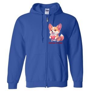 Corgi Love It's A Thing Red Love Heart Dog Valentines Day Gift Full Zip Hoodie