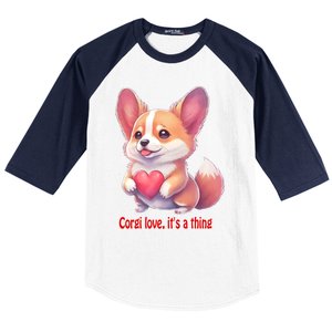 Corgi Love It's A Thing Red Love Heart Dog Valentines Day Gift Baseball Sleeve Shirt