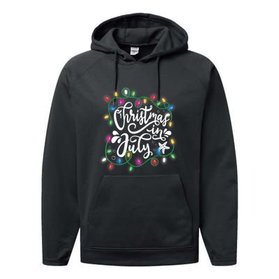 Christmas Lights In July Funny Summer Xmas Gift Performance Fleece Hoodie