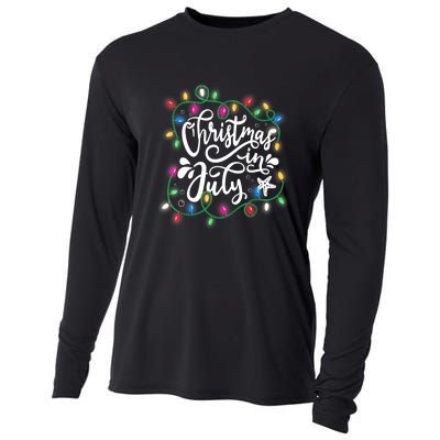 Christmas Lights In July Funny Summer Xmas Gift Cooling Performance Long Sleeve Crew